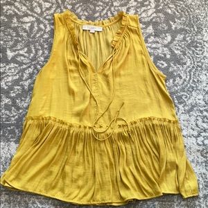 LOFT Mustard Yellow Peplum Sleeveless Blouse